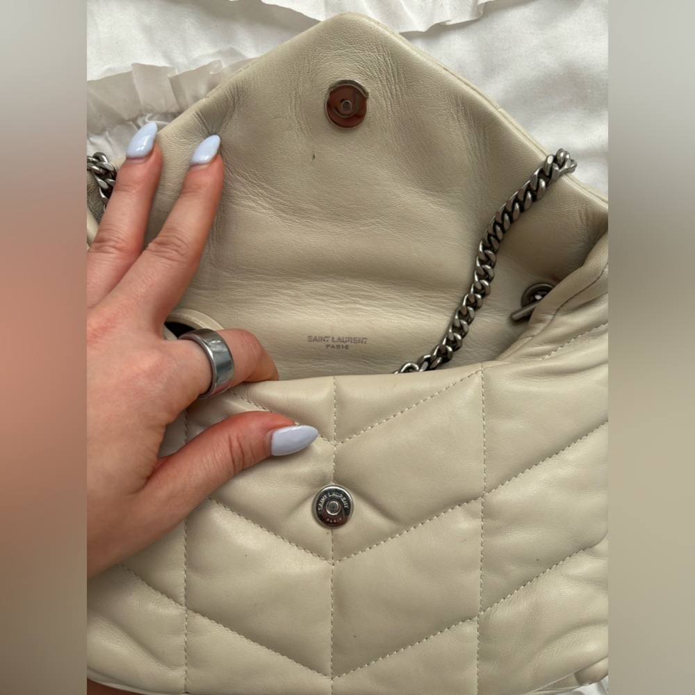 Saint Laurent Ivory Quilted Leather Bag Lou Lou
